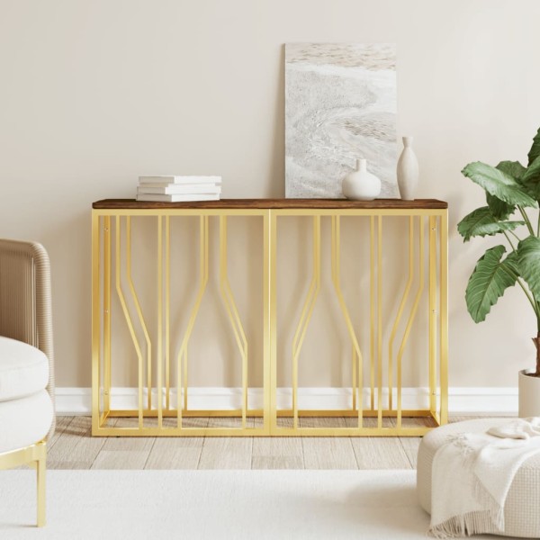 Console table, gold, steel and reclaimed wood