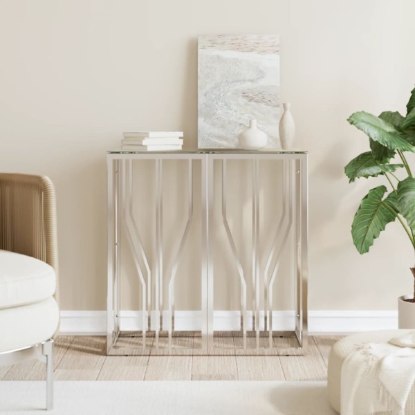 Console table, 70x30x70cm, stainless steel/glass