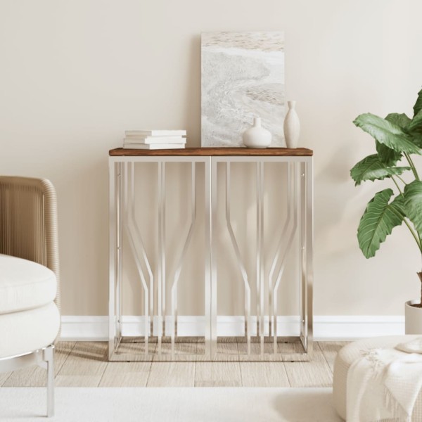 Console table, silver, steel and reclaimed wood