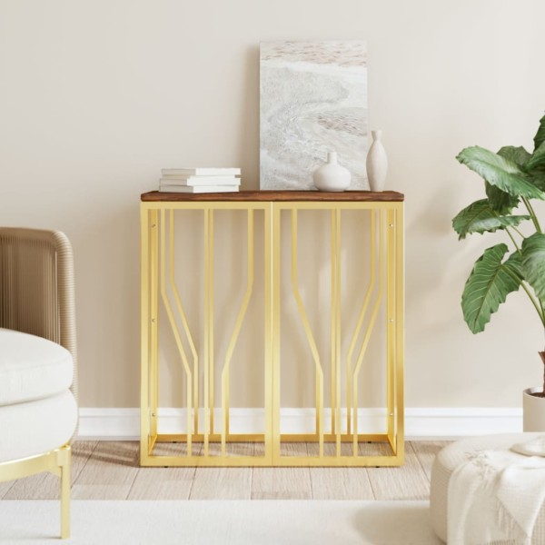 Console table, gold, steel and reclaimed wood