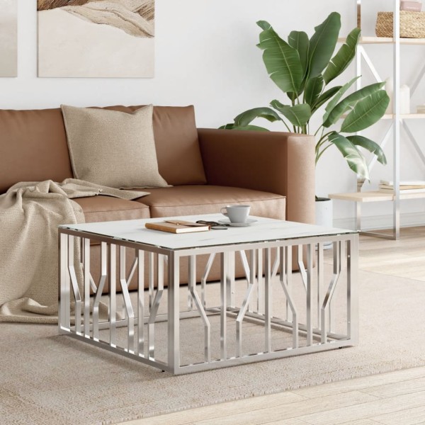 Coffee table, silver, 80x80x40cm, steel and glass