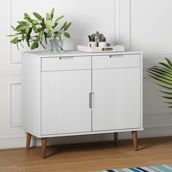 Side cabinet MOLDE, white, 90x40x80cm, solid pine