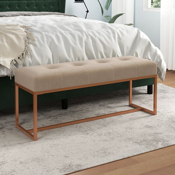 Bench, beige, 110x36x45cm, velvet
