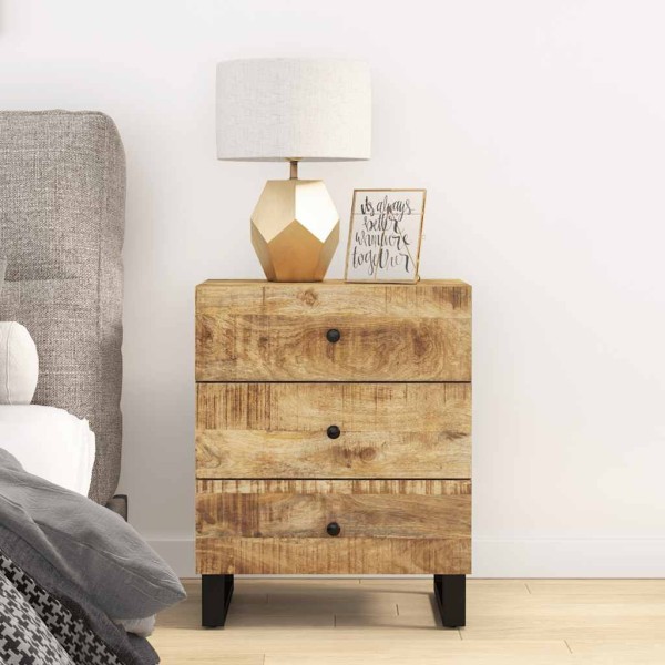 Nightstand, 50x33x62cm, solid mango and processed wood