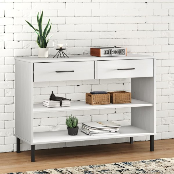 Console cabinet with legs, white, solid pine, OSLO