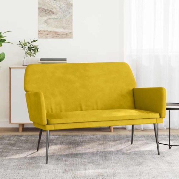 Bench, yellow, 108x79x79cm, velvet