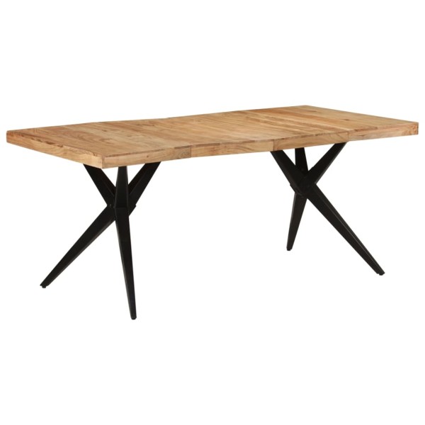 Dining table, black, 180x90x77cm, solid acacia