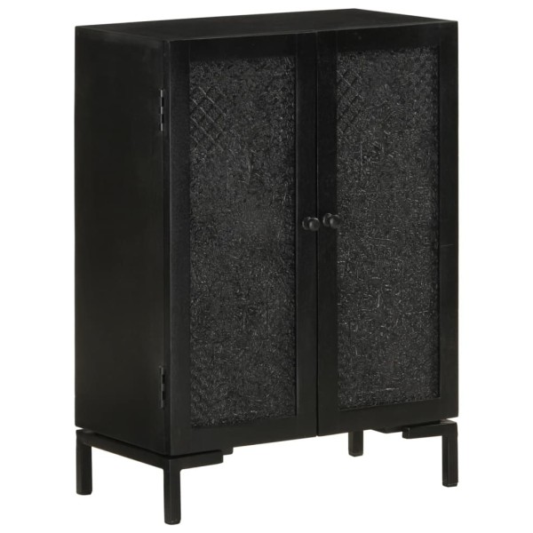 Side cabinet, black, 55x30x77cm, solid mango wood and iron