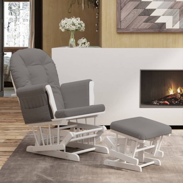 Swivel chair with footrest, dark gray color, fabric