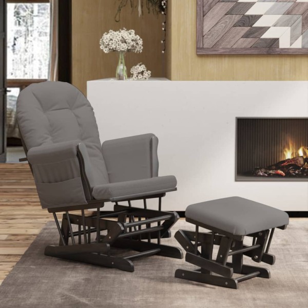 Swivel chair with footrest, dark gray color, fabric