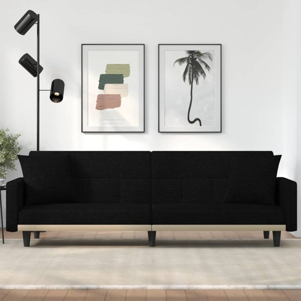 Sofa-lova su pagalvėlėmis, juodos spalvos, audinys