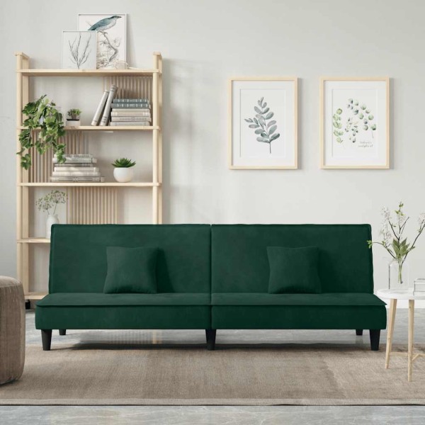 Sofa-bed, dark green, velvet