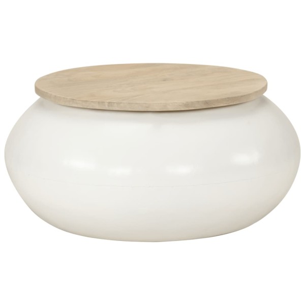Coffee table, white, 51x51x27cm, solid mango wood