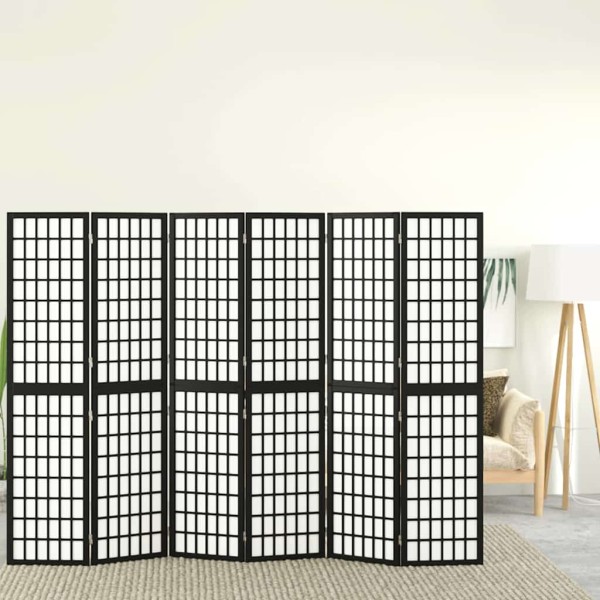 Room partition, black, 6 segments, 240x170cm, Japanese