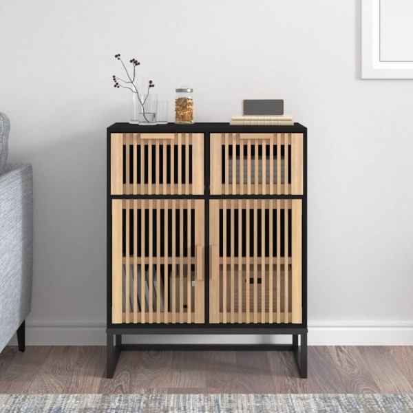 Side cabinet, black, 60x30x75cm, processed wood