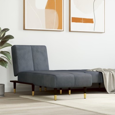 Lounger, dark gray, velvet