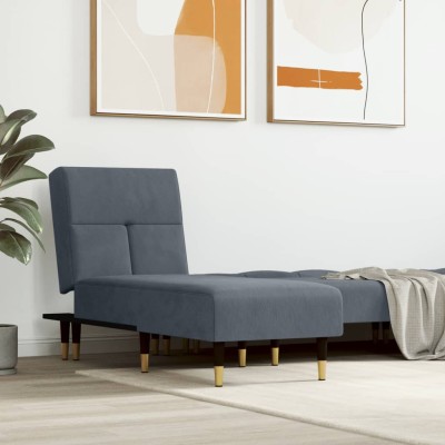 Lounger, dark gray, velvet