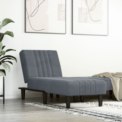 Lounger, dark gray, velvet