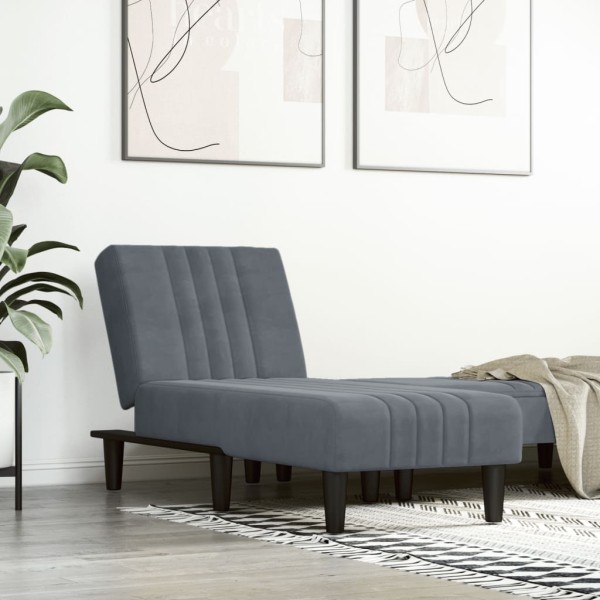 Lounger, dark gray, velvet