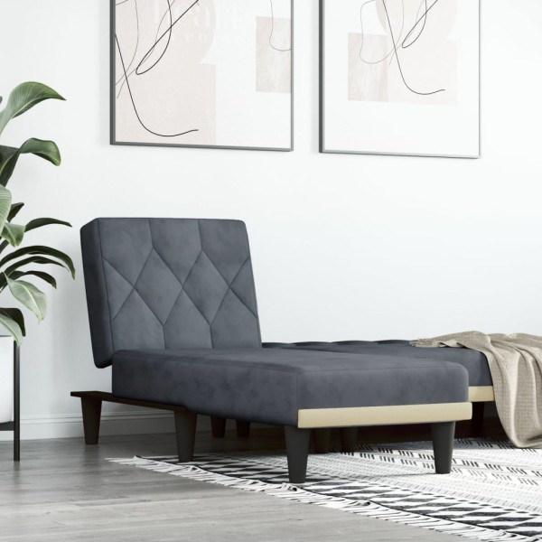Lounger, dark gray, velvet