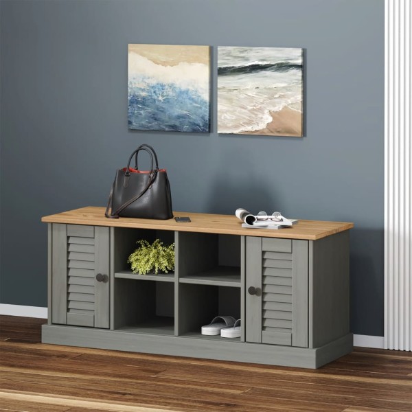 Shoe bench VIGO, grey, 106x35x45cm, solid pine