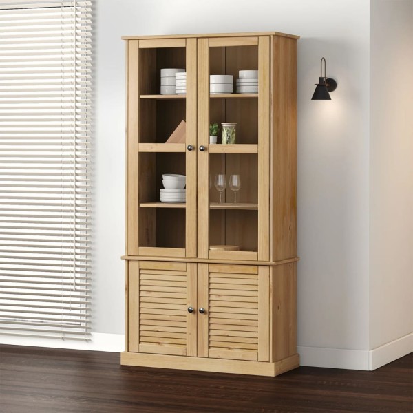Glass display cabinet VIGO, 85x35x170cm, solid pine