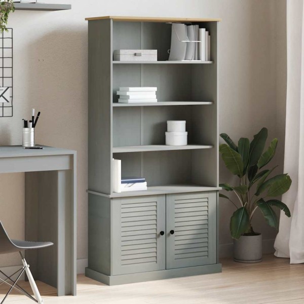 Bookcase VIGO, grey, 85x35x170cm, solid pine wood