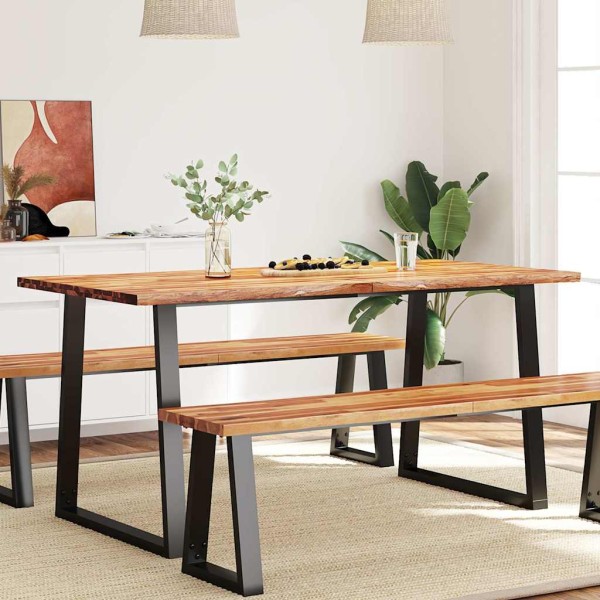 Dining table with live edge, 160x80x75cm, solid acacia