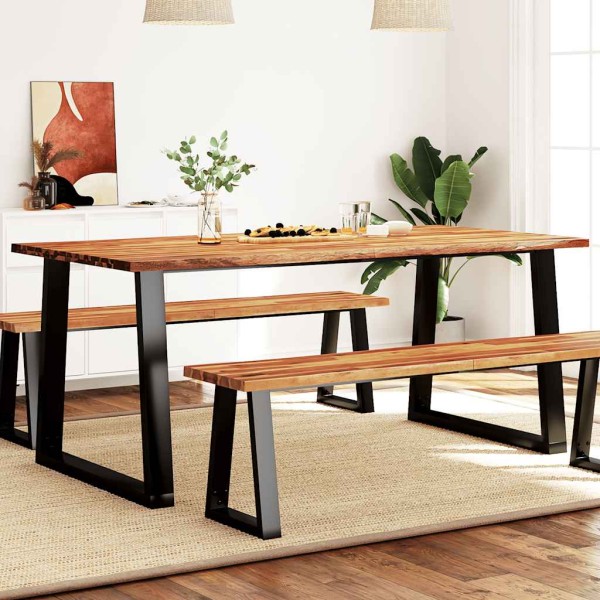 Dining table with live edge, 180x90x75cm, solid acacia