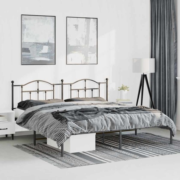 Metal bed frame with headboard, black, 183x213cm