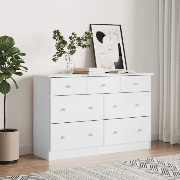 Dresser with drawers ALTA, white, 112x35x73cm, solid pine