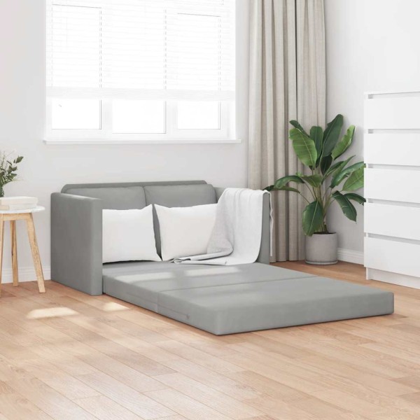 Floor sofa-bed, 2-1, light gray, 122x204x55cm, velvet