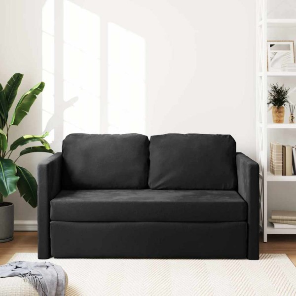 Floor sofa-bed, 2-1, black, 122x204x55cm, velvet