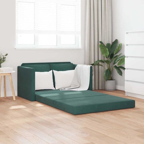 Floor sofa-bed, 2-1, dark green, 122x204x55cm, velvet