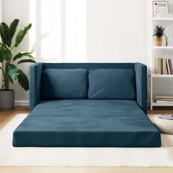 Floor sofa-bed, 2-1, blue, 122x204x55cm, velvet