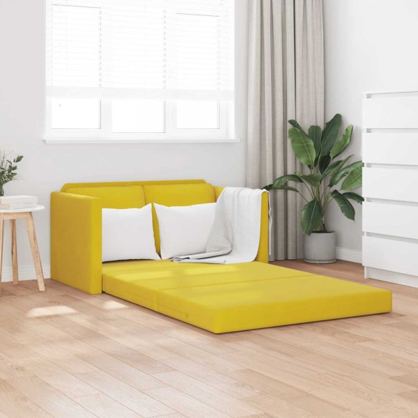 Floor sofa-bed, 2-1, dark yellow, 122x204x55cm, velvet
