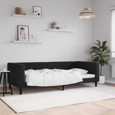 Sofa, black, 90x200cm, velvet