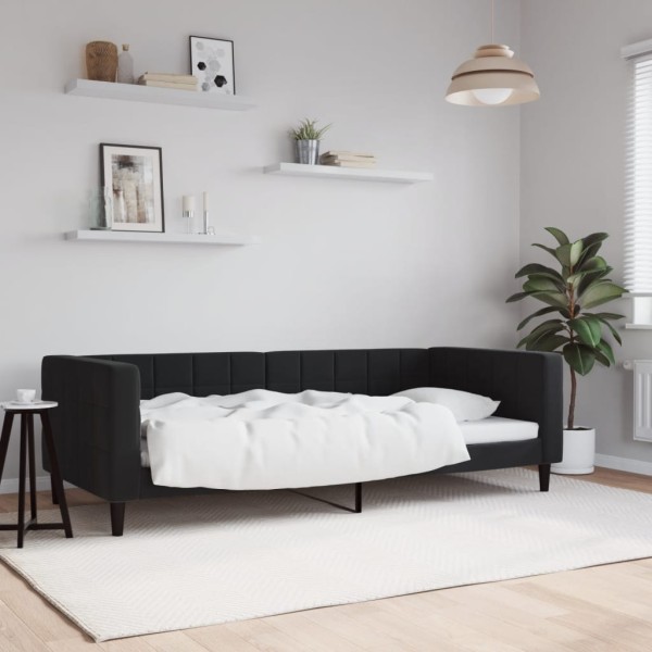 Sofa, black, 90x200cm, velvet