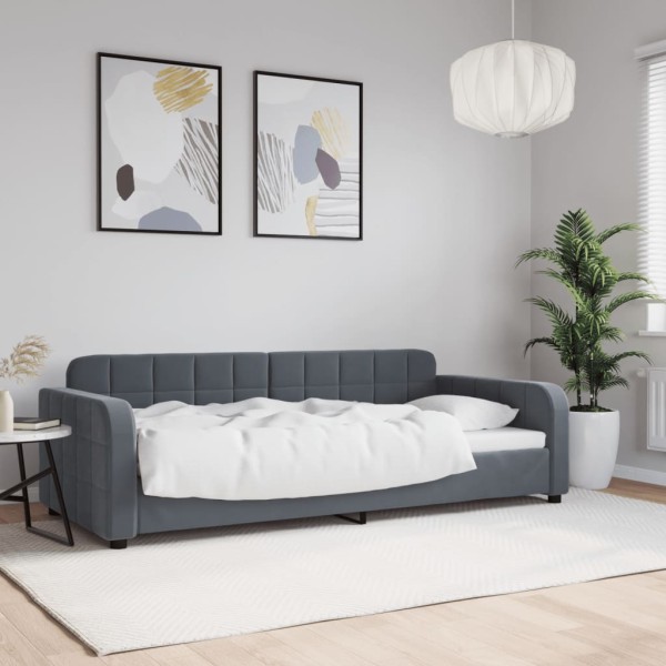 Bed, dark gray, 90x200cm, velvet