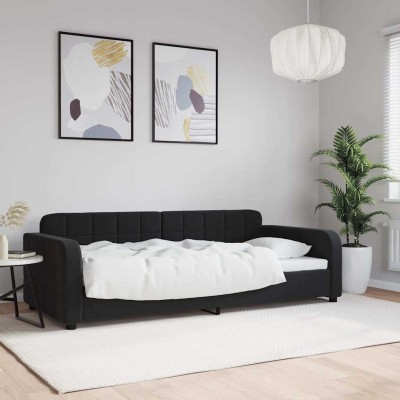 Sofa, black, 90x200cm, velvet