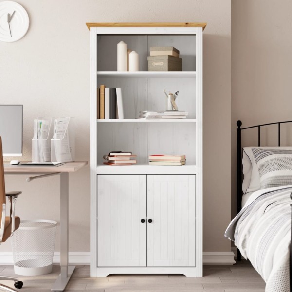 Bookcase BODO, white and brown, 82x40x173cm, solid pine