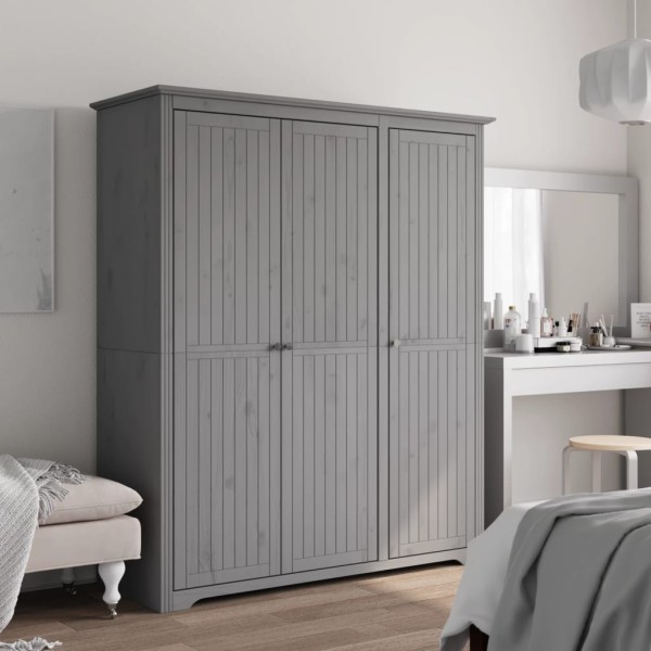 Wardrobe BODO, grey, 146x53.5x173 cm, solid pine
