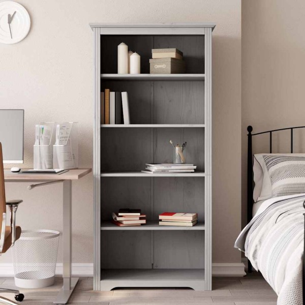 Bookcase BODO, grey, 82x40x173 cm, solid pine wood