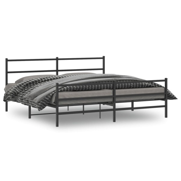 Bed frame with headboard/footboard, black, 193x203cm, metal