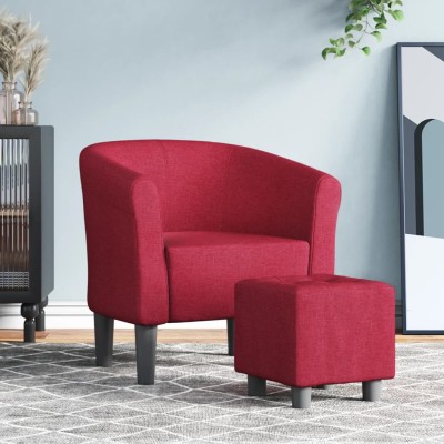 Armchair with footrest, red...