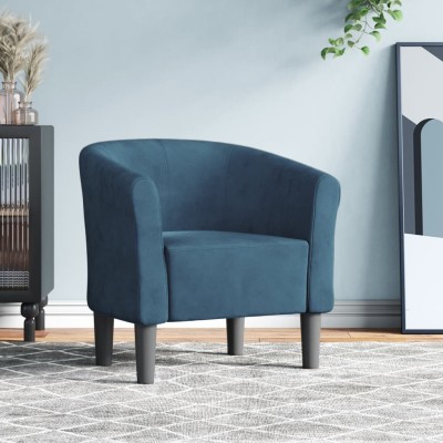 Armchair, dark blue, velvet