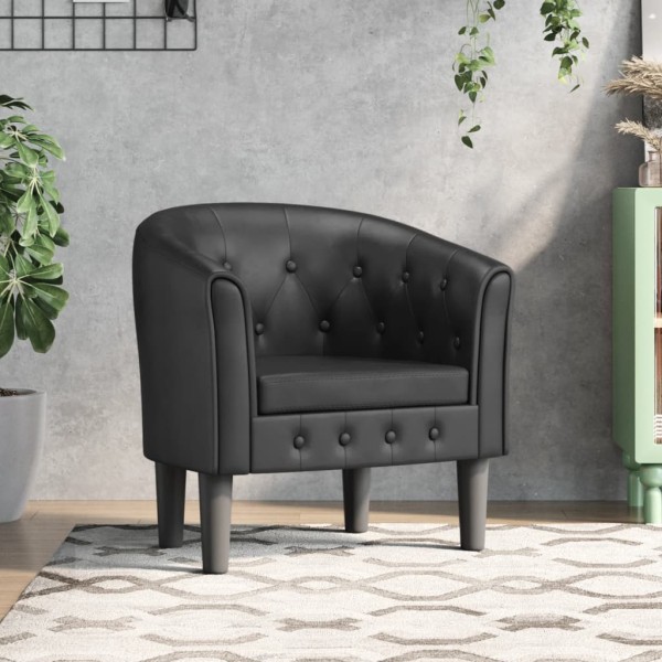 Armchair, black, artificial leather