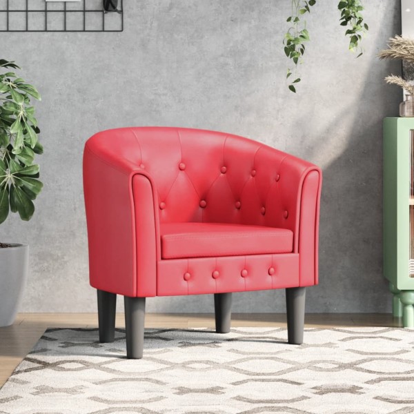 Armchair, red color, artificial leather