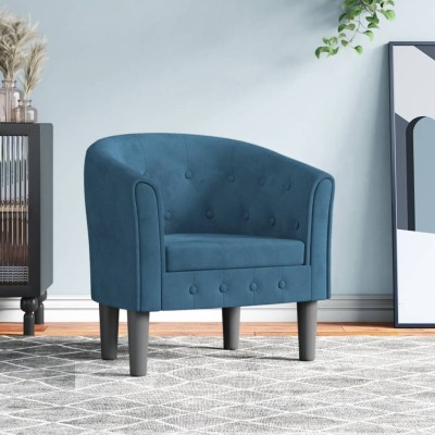 Armchair, dark blue, velvet
