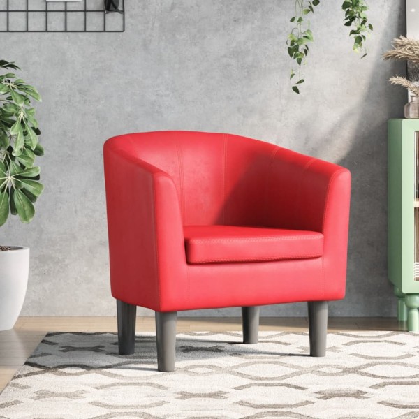 Armchair, red color, artificial leather